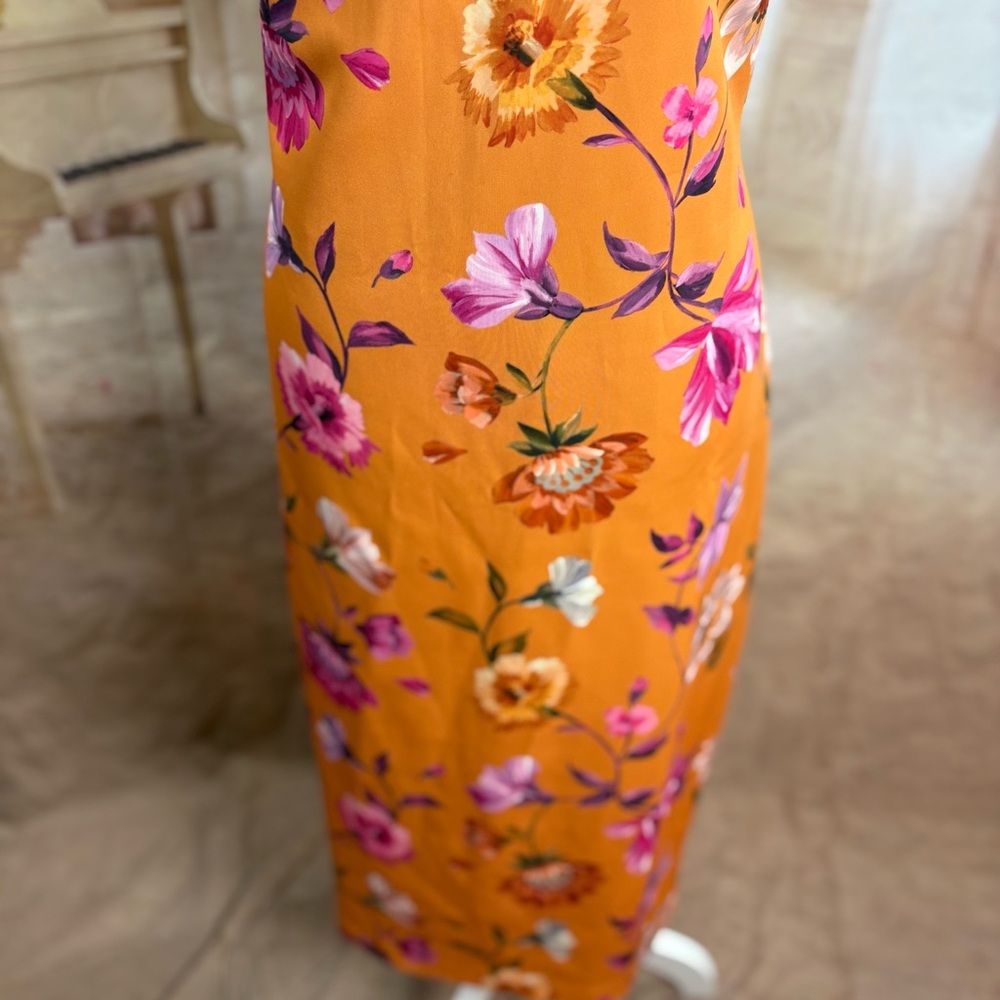 SOLD NEW Ted Baker Lacieyy Orange Floral One-Shoulder Dress - Picture 4 of 12